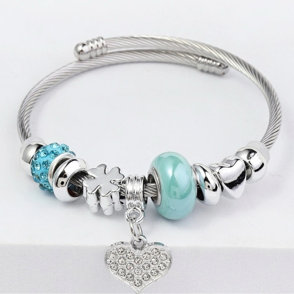 Silver and Blue Charm Bracelet